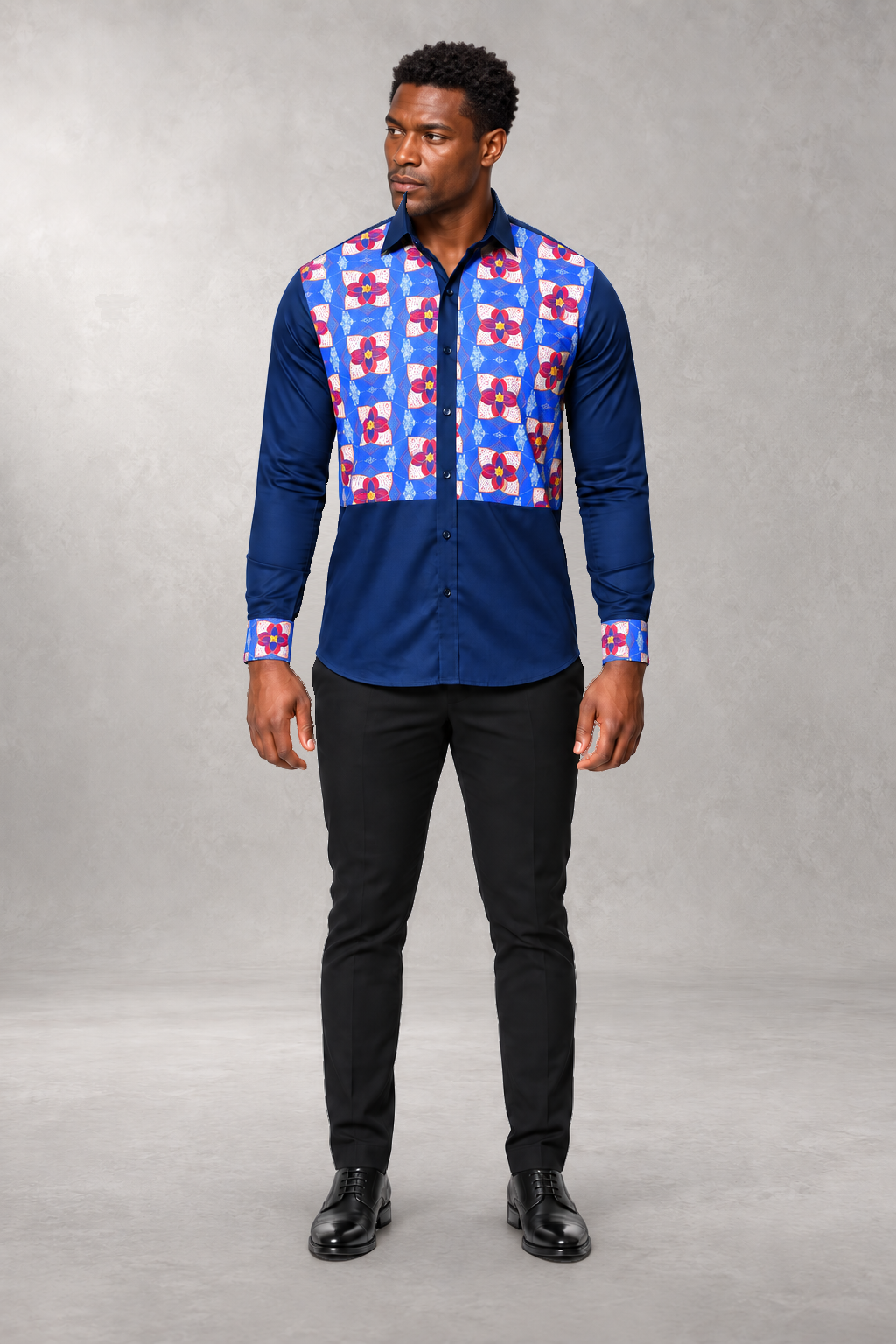 Alloma Print Shirt — Blue — ALLEON Fashion