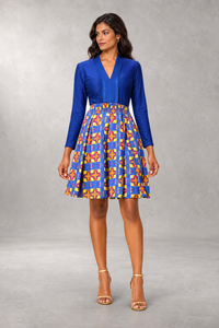 Calafia Long-Sleeve Print Dress — Multi — ALLEON Fashion