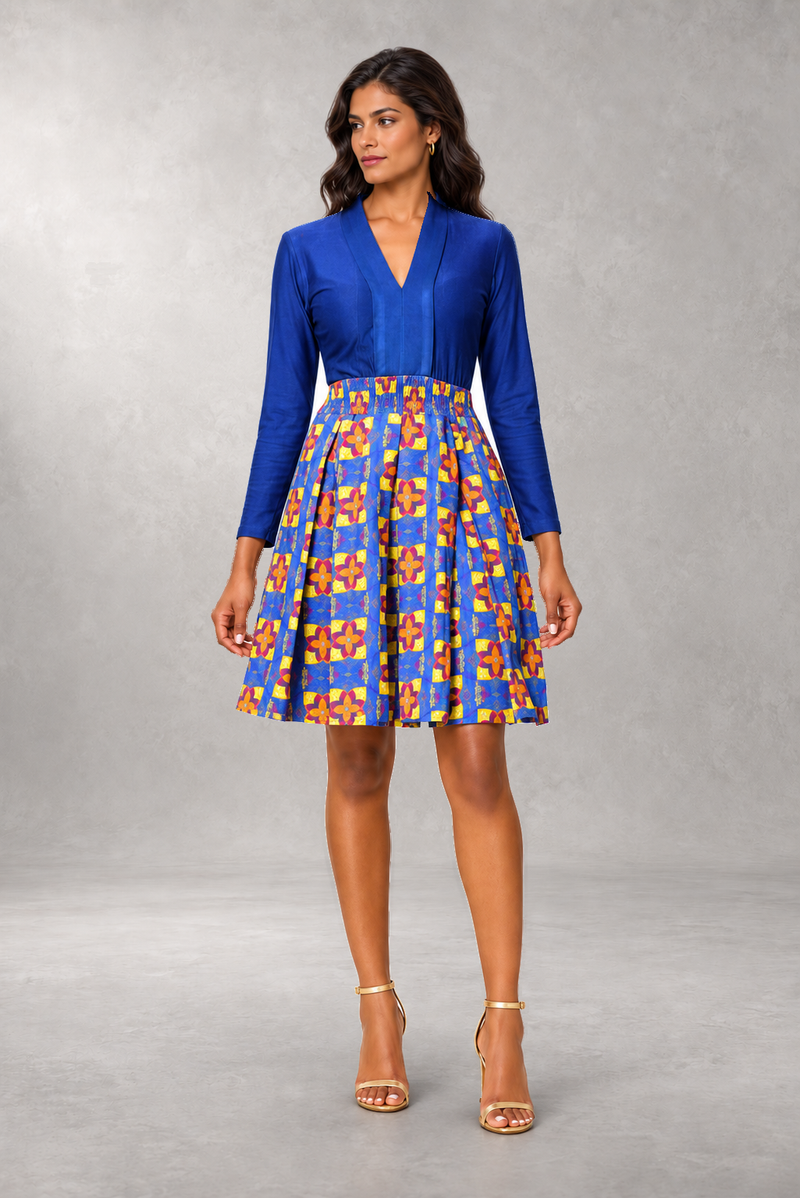 Calafia Long-Sleeve Print Dress — Multi — ALLEON Fashion