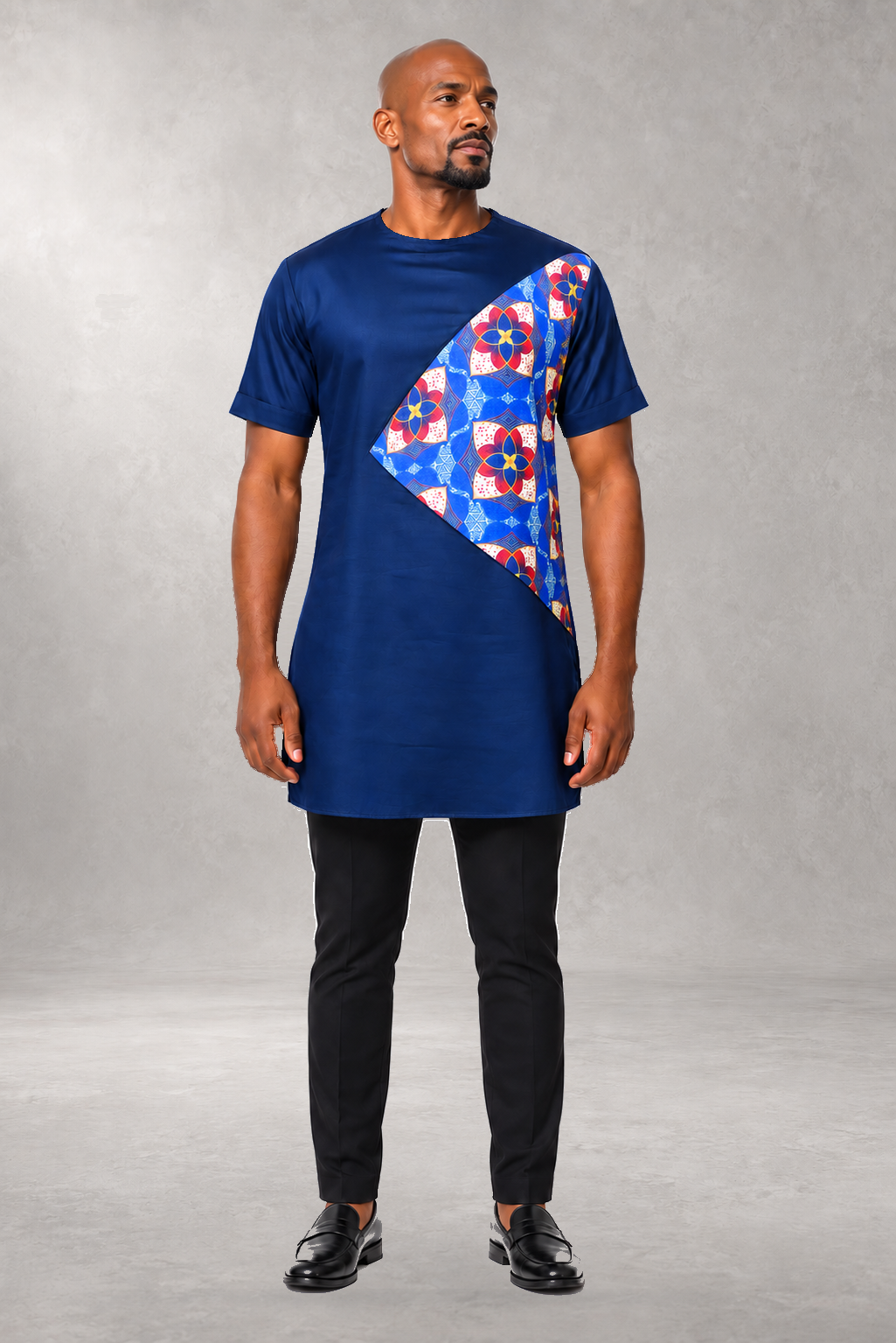 Ghezo Long Print Shirt — Blue — ALLEON Fashion
