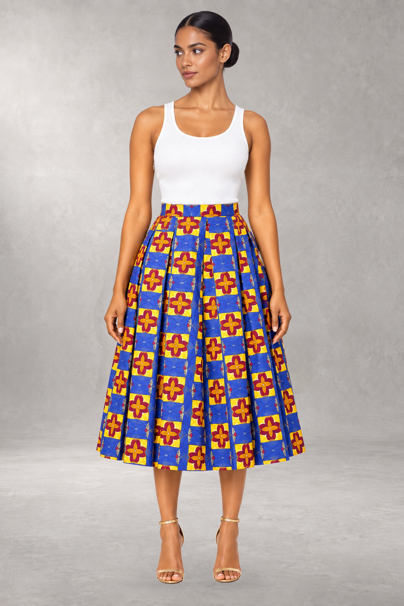 Kahina Midi Print Skirt — Multi — ALLEON Fashion