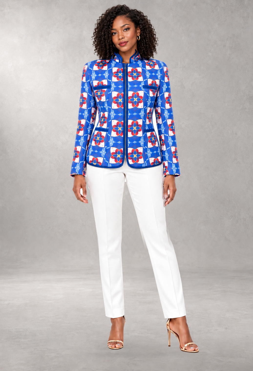 Kanuni Print Jacket — Blue — ALLEON Fashion