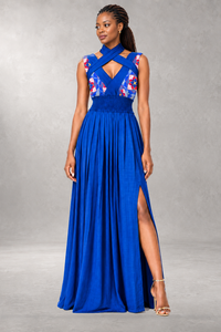 Makeba Maxi Print Dress — Blue — ALLEON Fashion