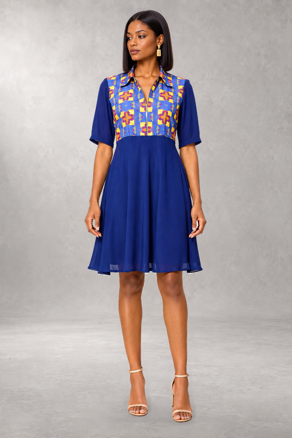 Mangou Chiffon Print Shirt Dress — Multi — ALLEON Fashion
