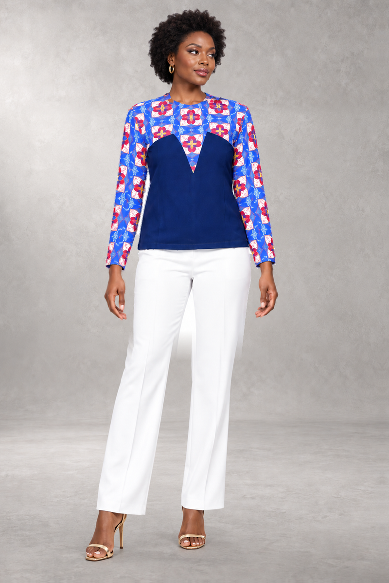 Mussasa Chiffon Print Shirt — Blue — ALLEON Fashion