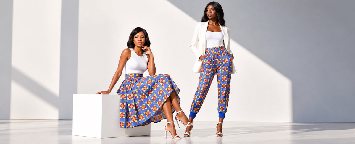 ALLEON Fashion campaign – two models in signature print looks