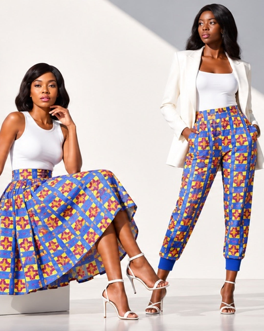 ALLEON Fashion campaign – mobile hero with two signature print looks
