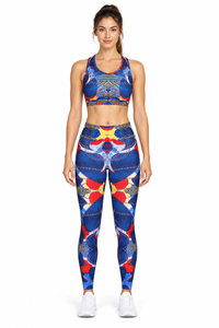 ALLEON Print Active Set – Blue – full-body model front view