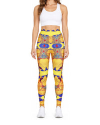 Print Leggings – Yellow – premium detail view 3