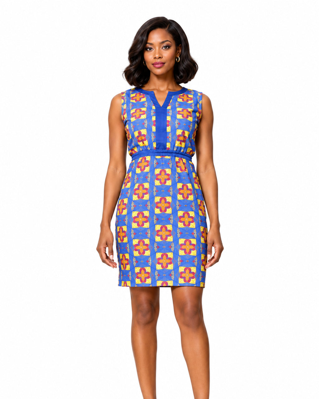 Sidibe Sleeveless Print Dress – top detail view