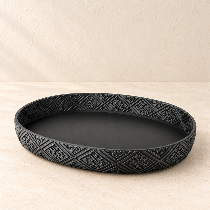 Kasai Weave Tessera Catchall Tray, studio presentation